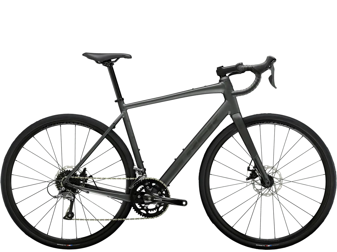 Trek Domane AL 2 Gen 4 — strada in noleggio a Lecce e nel Salento, vista tre quarti anteriore