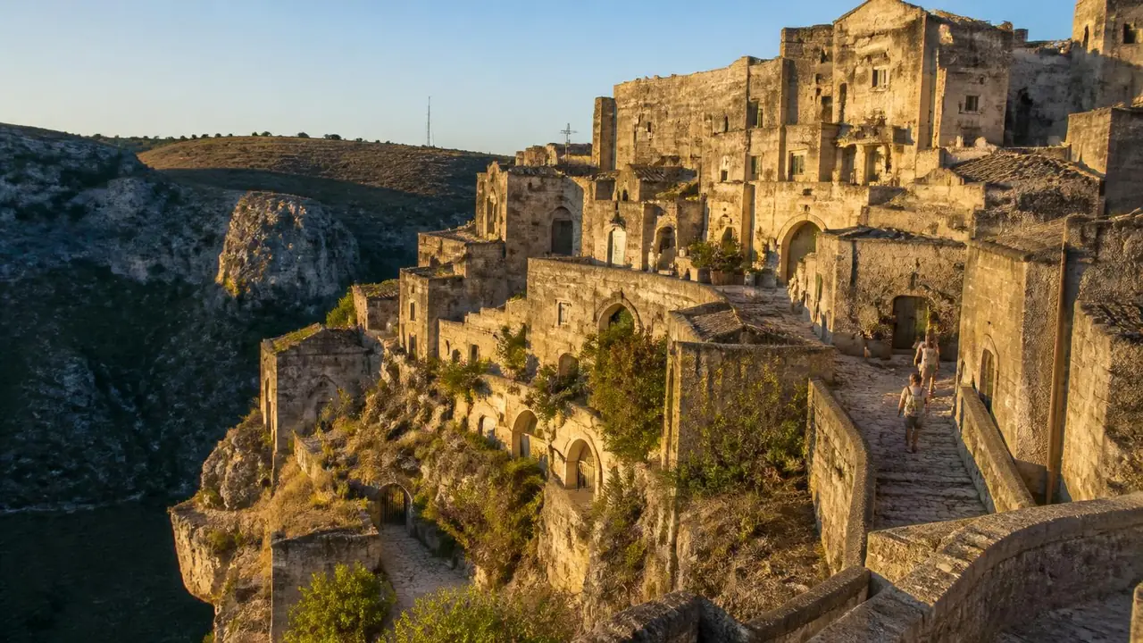 The Sassi of Matera in golden evening light